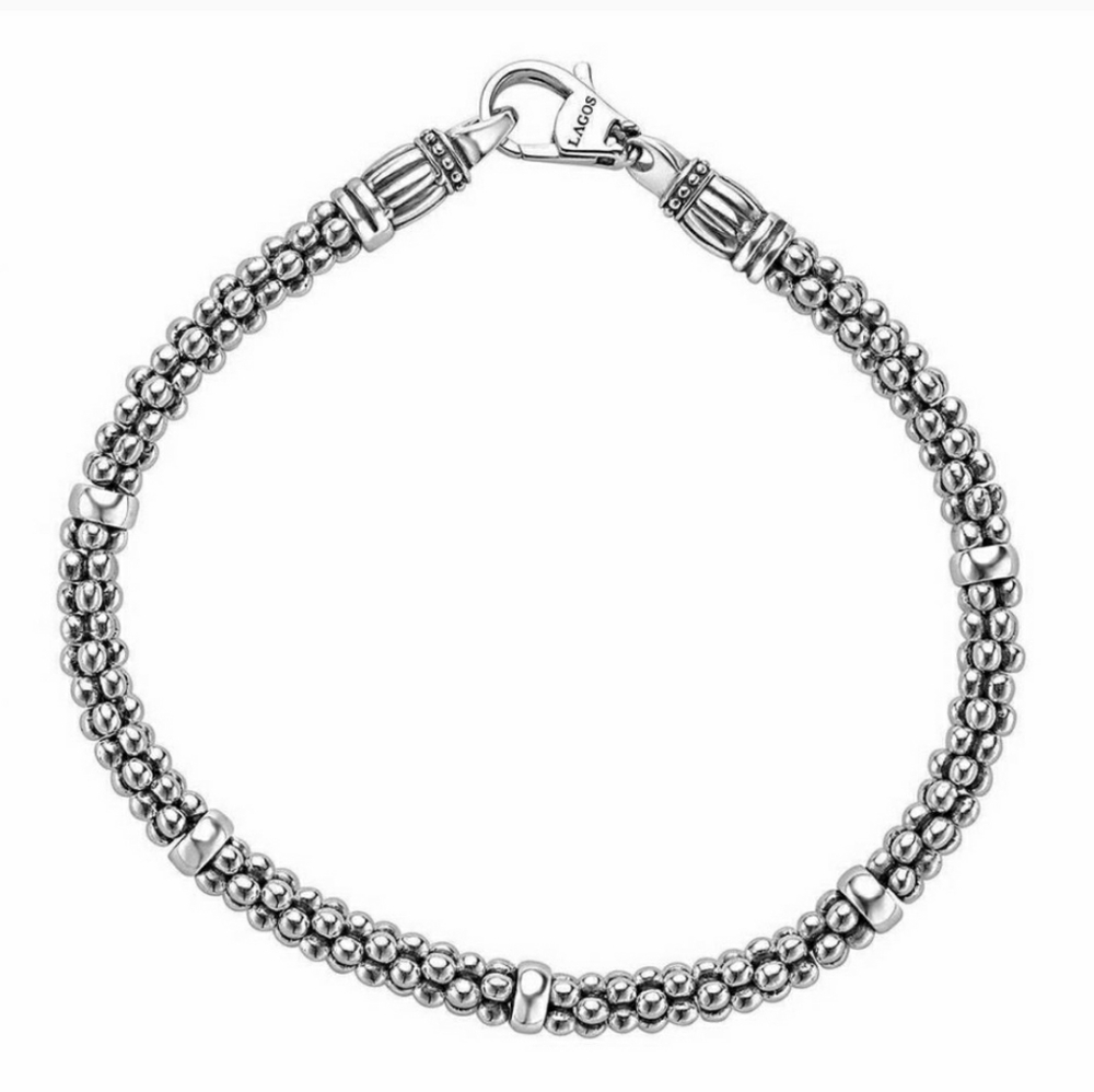 LAGOS Signature Sterling Silver Caviar Station Bracelet